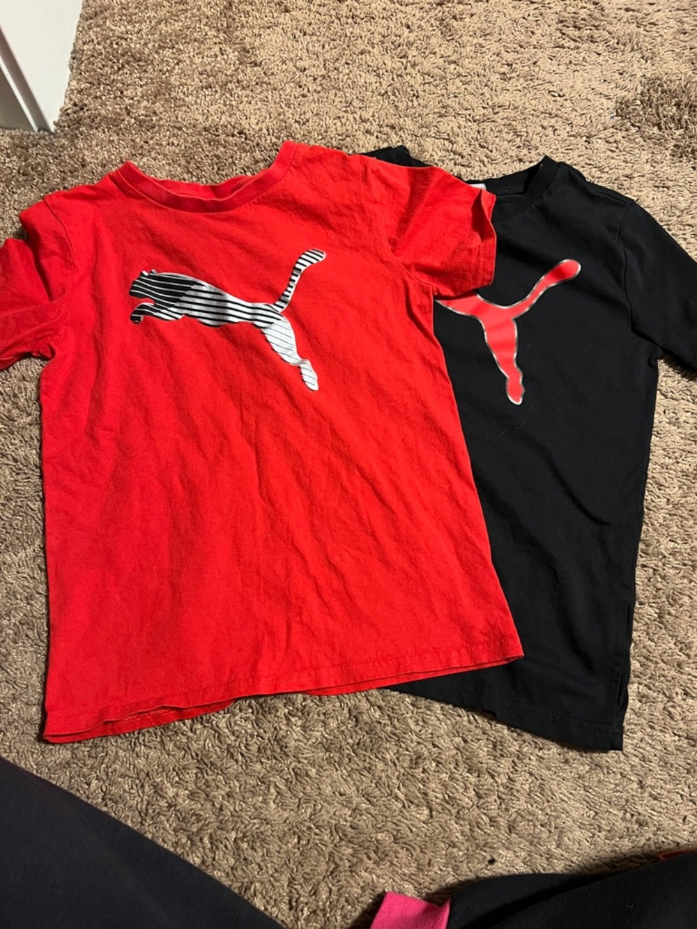 Puma Red & Black Short Sleeve Logo Tees